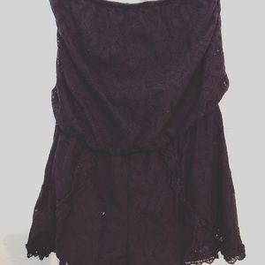 Free people black lace strapless romper